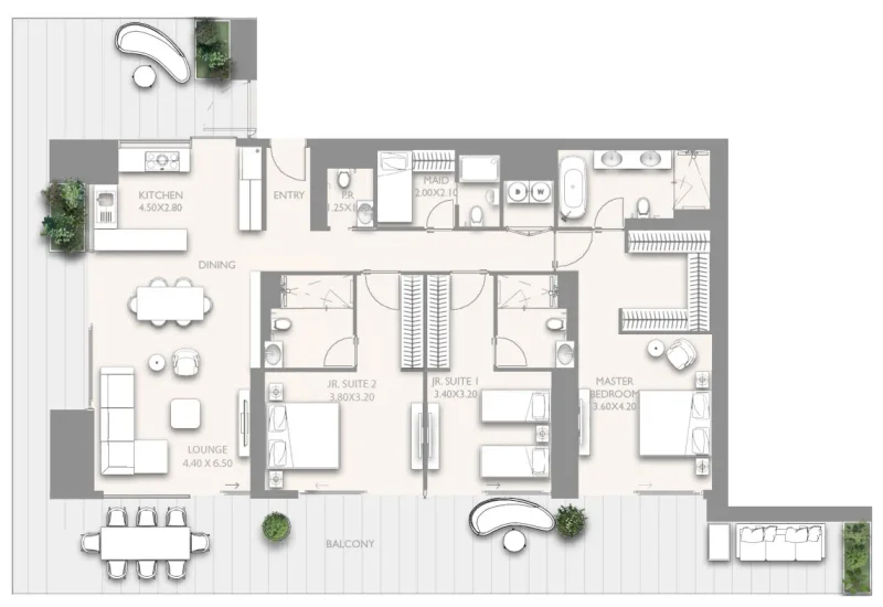 3.5 bedrooms apartments - Fairmont Residences Solara Tower
