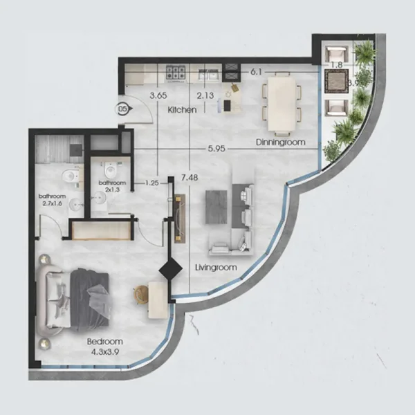 1.0 bedroom apartments - Ethan