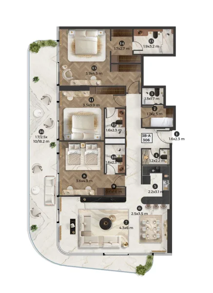 3.5 bedrooms apartments - Stellar by Elie Saab