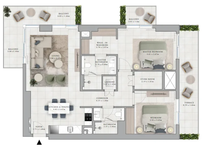 2.0 bedrooms apartments - Club Place