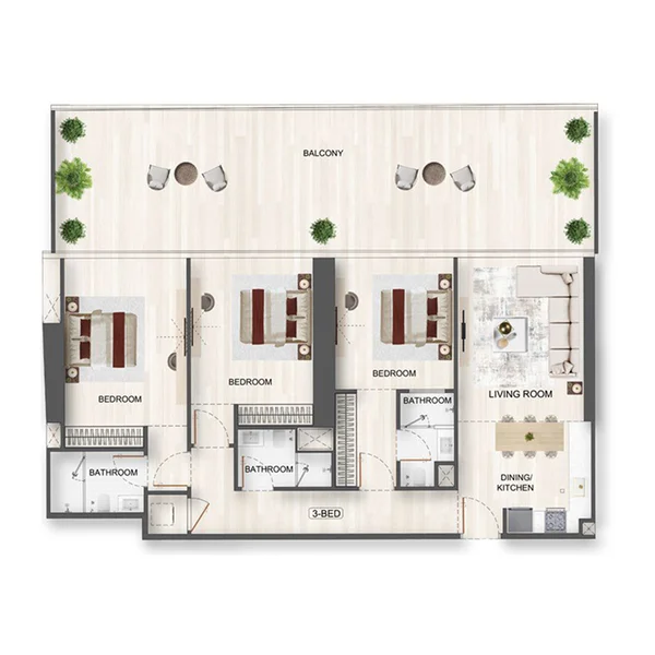 3 bedroom Apartments -  Binghatti Flare