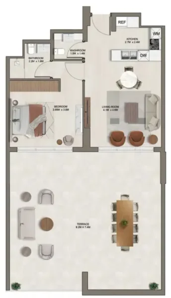 1.0 bedroom apartments - Ghaff Land Residence