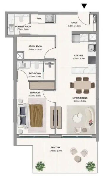 1.0 bedroom apartments - Woodland Terraces