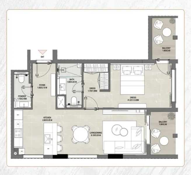 1.0 bedroom apartments - Amber by Enso