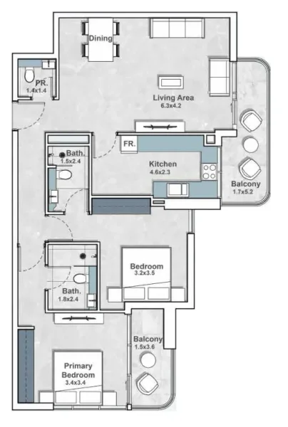 2.0 bedrooms apartments - Iraz Creek Views