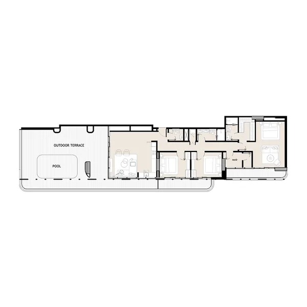 3 bedroom + pool Penthouse -  Azizi David
