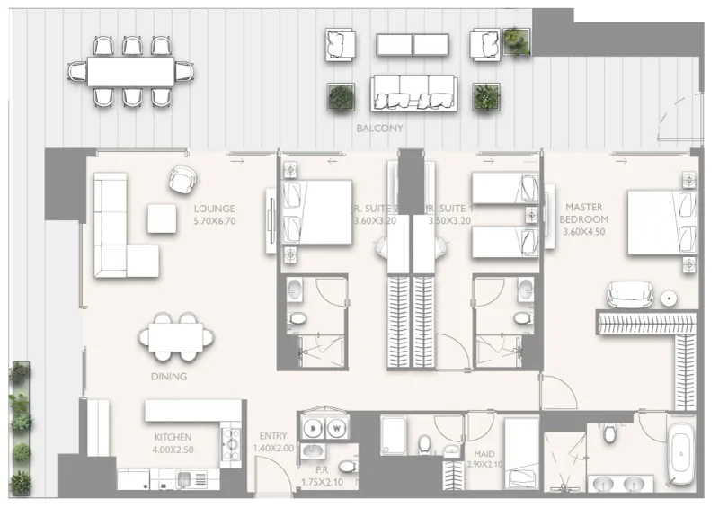 3.0 bedrooms apartments - Fairmont Residences Solara Tower