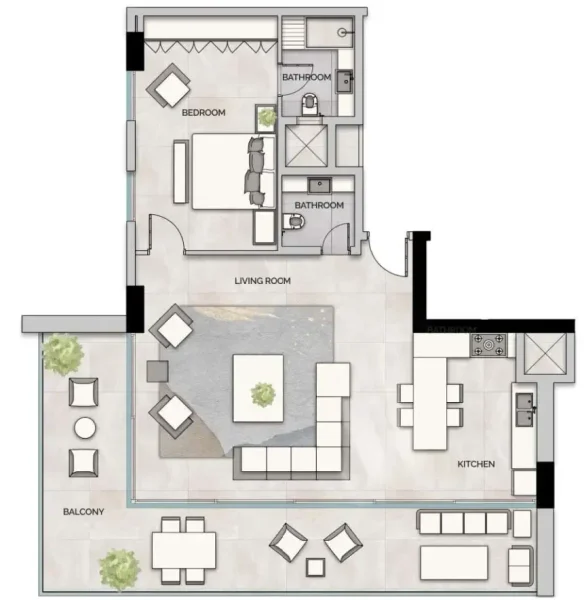 1.0 bedroom apartments - Glam Residence