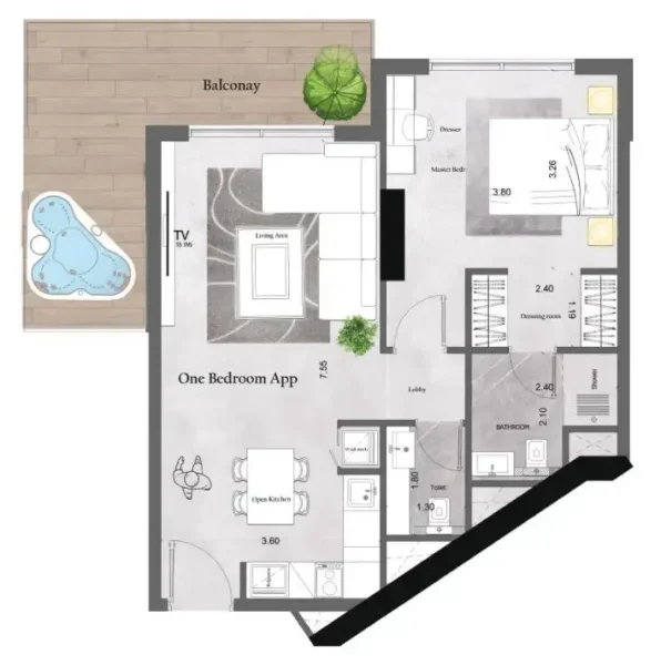 1.0 bedroom apartments - Saray Prime Residence