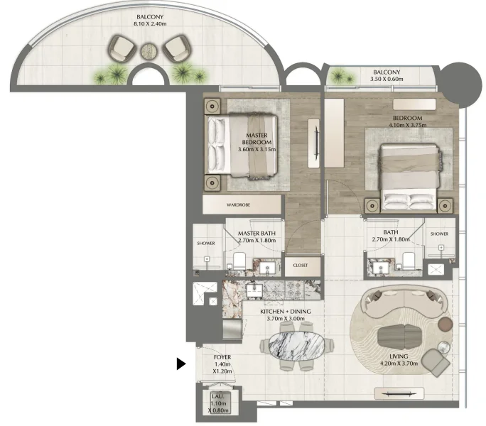 2.0 bedrooms apartments - One Residence