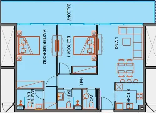 2.0 bedrooms apartments - SkyGate Tower