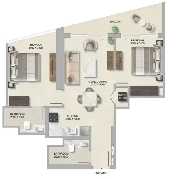 2.0 bedrooms apartments - The Tranquil at Sobha Central