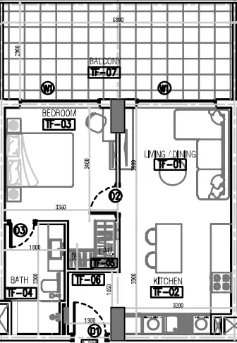 1.0 bedroom apartments - Laya Courtyard