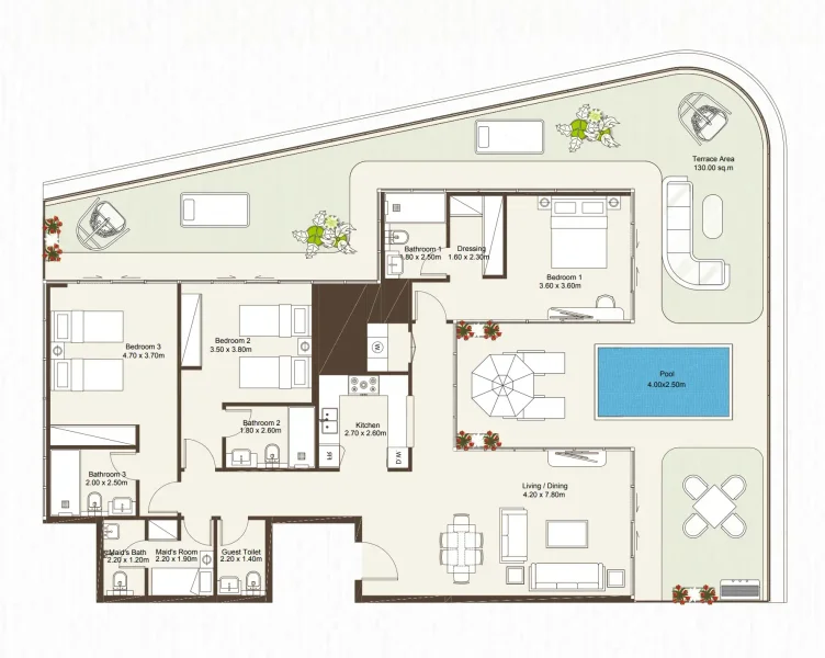 3.0 bedrooms apartments - Bab Al Qasr Sea View Residence 51