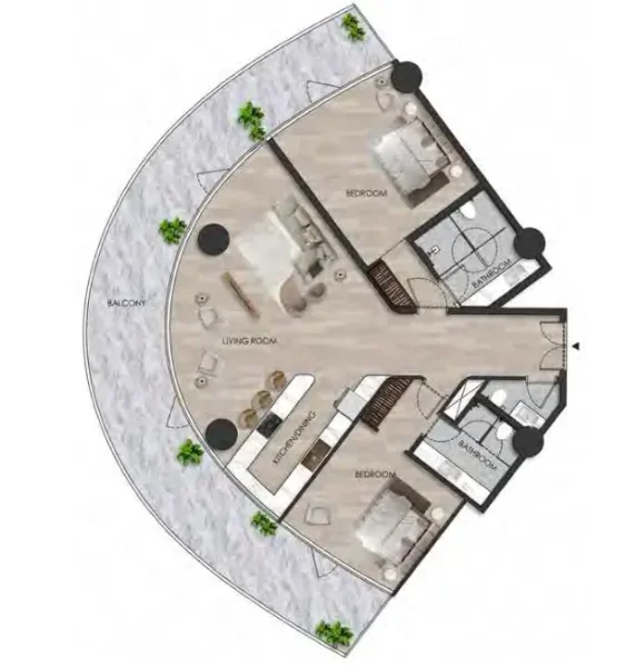2.0 bedrooms apartments - The Beach Residence