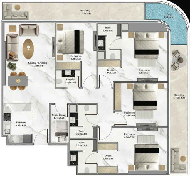 4.0 bedrooms apartments - Bayz 102