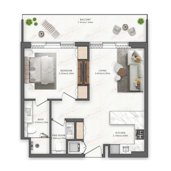 2.0 bedrooms apartments - One Central