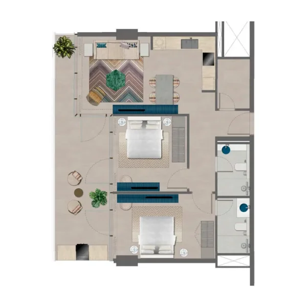 2.0 bedrooms apartments - Trio Isle