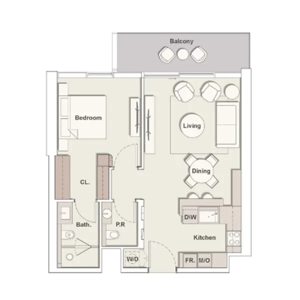 1.0 bedroom apartments - The Highgrove