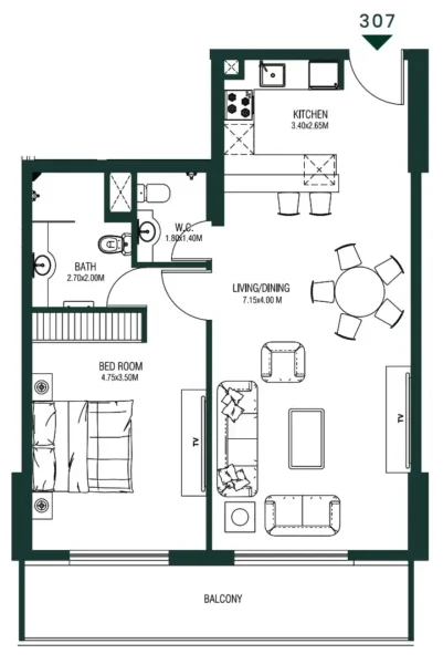 1.0 bedroom apartments - Haven Views 1