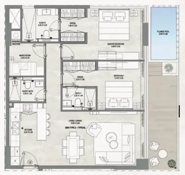2.0 bedrooms apartments - Gharbi 1 Residences