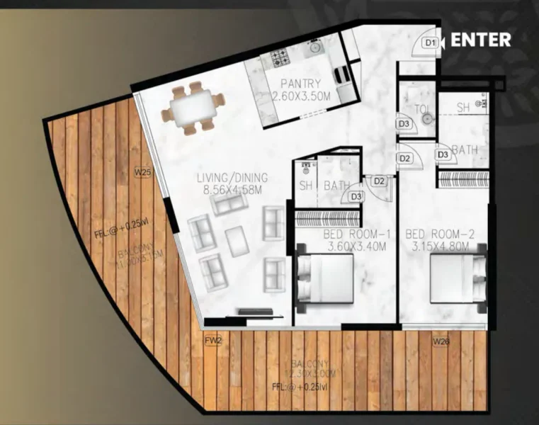 2.0 bedrooms apartments - Lumina Vista