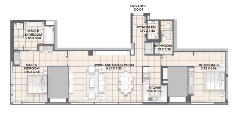 2.0 bedrooms apartments - Vida Dubai Marina