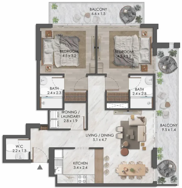 2.0 bedrooms apartments - Almaara Residences