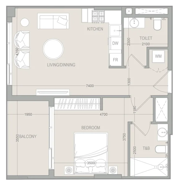 1.0 bedroom apartments - FLU1D ONE