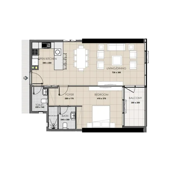 1.0 bedroom apartments - Palatium Residence
