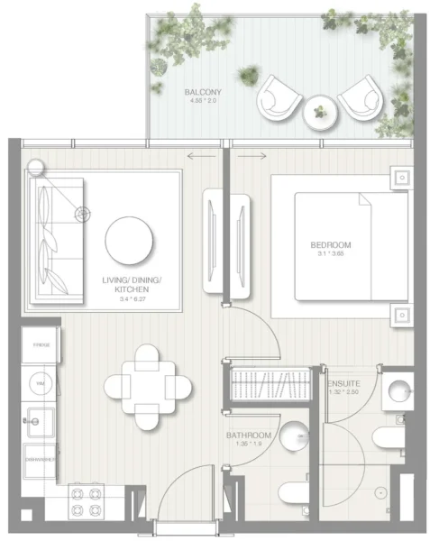 1.0 bedroom apartments - Sol Levante