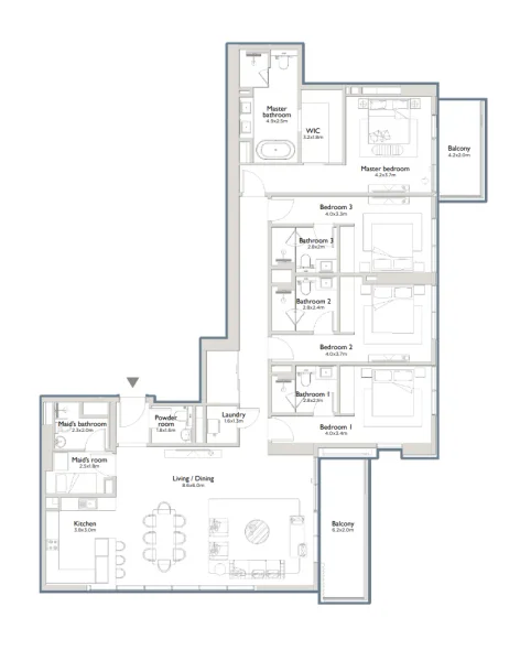 4.0 bedrooms apartments - Serenia District East Residences
