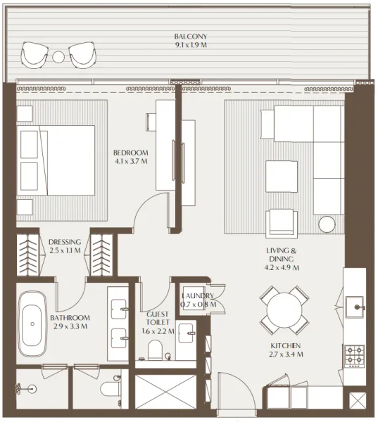 1.0 bedroom apartments - Akala Residences