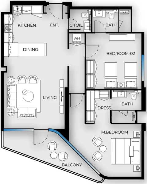 2.0 bedrooms apartments - Luxury Canal Residences