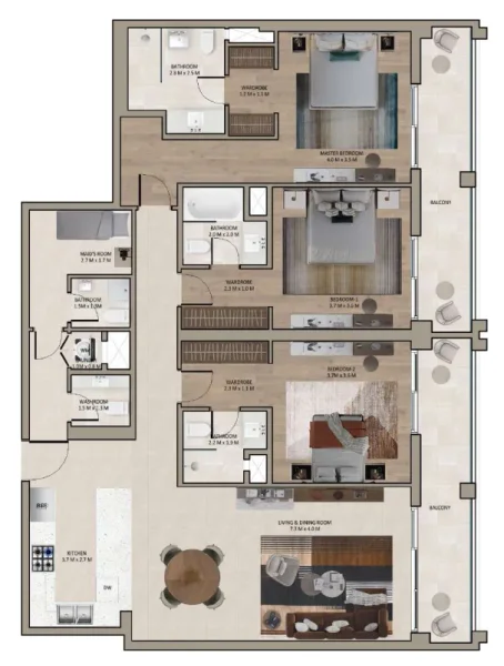 3.0 bedrooms apartments - Marriott Residences Sheikh Zayed Road