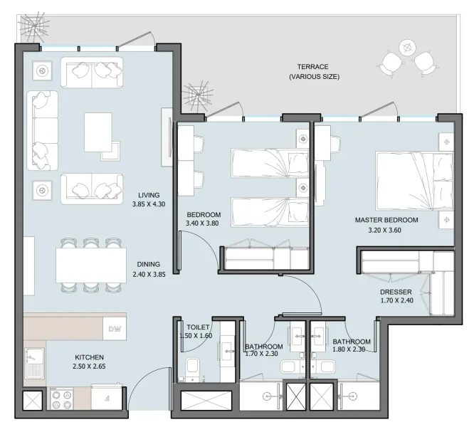 2.0 bedrooms apartments - The District