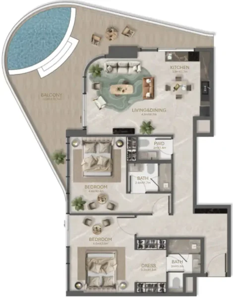2.0 bedrooms apartments - La Perla