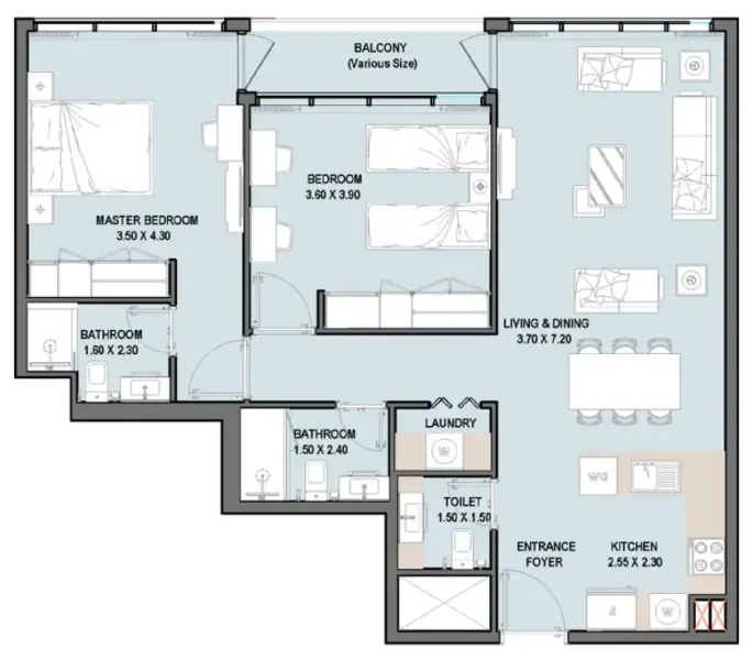 2.0 bedrooms apartments - Verdana VIII