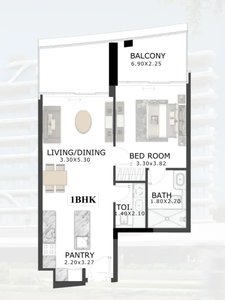 1.0 bedroom apartments - 48 Parkside