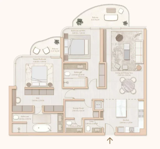 2.0 bedrooms apartments - Esme Beach Residences