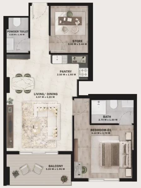 1.0 bedroom apartments - VOI Residence