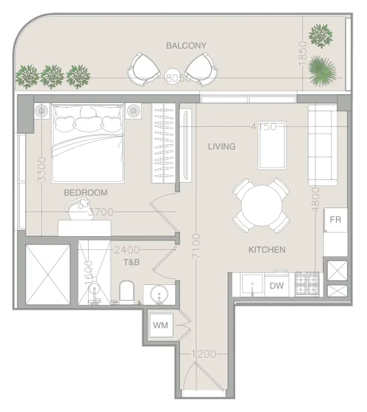 1.0 bedroom apartments - ELAR1S Axis