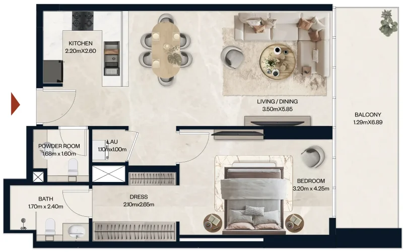 1.0 bedroom apartments - Norah Residence