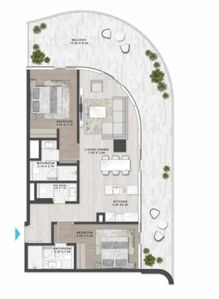 2.0 bedrooms apartments - Damac Casa