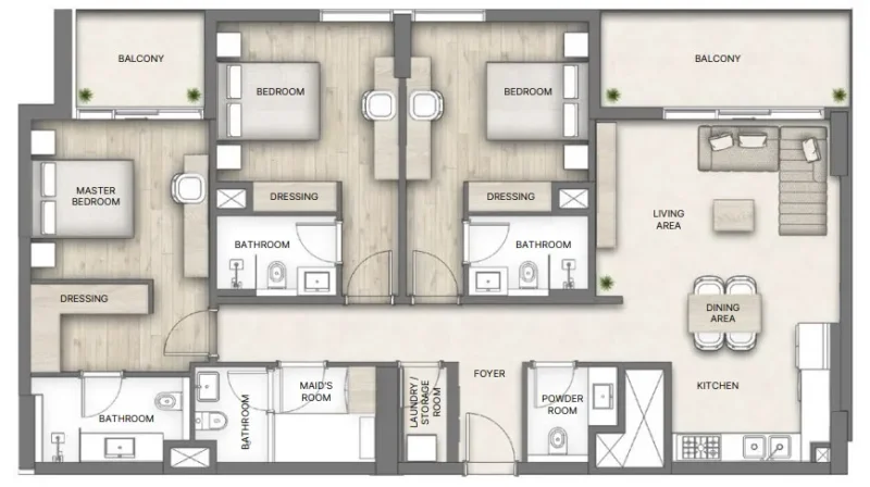 3.0 bedrooms apartments - Al Hamra Greens