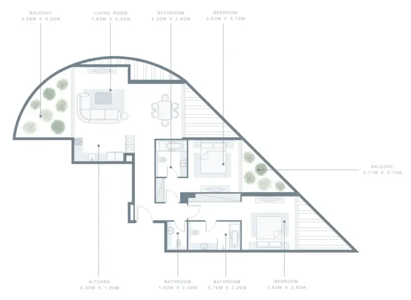 2.0 bedrooms apartments - Royal Bay