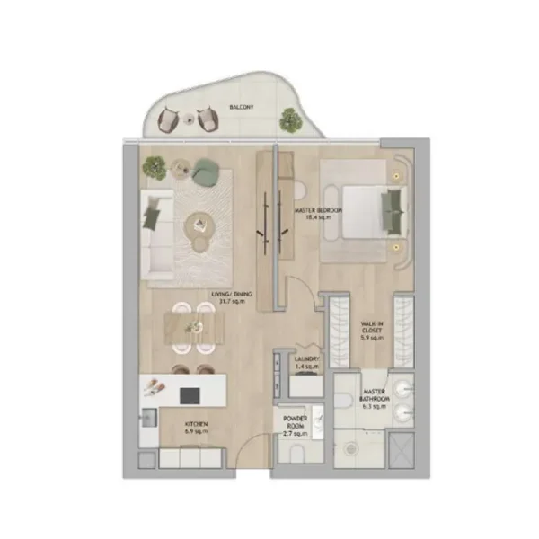 1.0 bedroom apartments - Mamsha Gardens