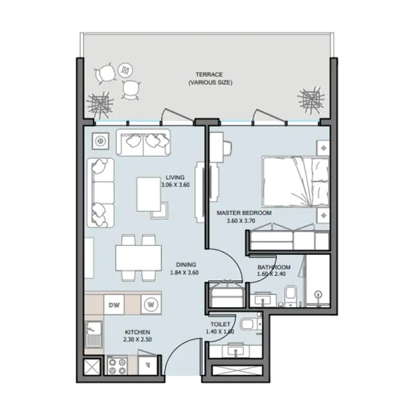 1.0 bedroom apartments - The District