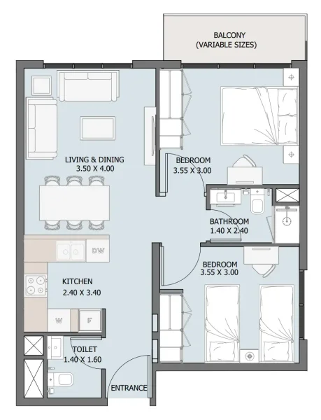 2.0 bedrooms apartments - Verdana III