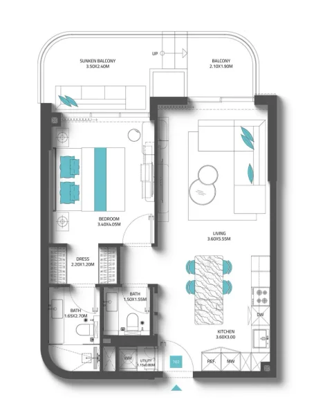 1.0 bedroom apartments - Reef 997